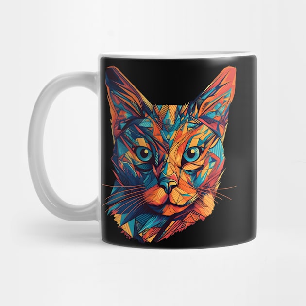 Geometric Cat Abstract Colorful Psychedelic by TooplesArt